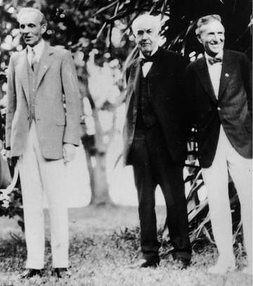 A photograph of Henry Ford, Thomas Alva Edison, and Harvey Samuel Firestone - the fathers of modernity.