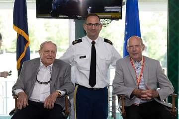 Command Sgt. Maj. Scott M. Barga, center, Ohio National Guard command senior enlisted leader, stands for a photo with Ja
