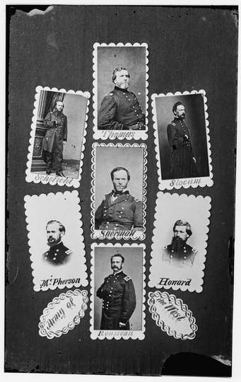 Title: Army of the West: Schofield, Thomas, Slocum, McPherson, Sherman, Howard, and Rousseau Physical description: 1 neg