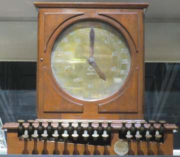 Reproduction of Ritty Dial, the first practical cash register, patented by James and Jacob Ritty in 1879, Carillon Histo