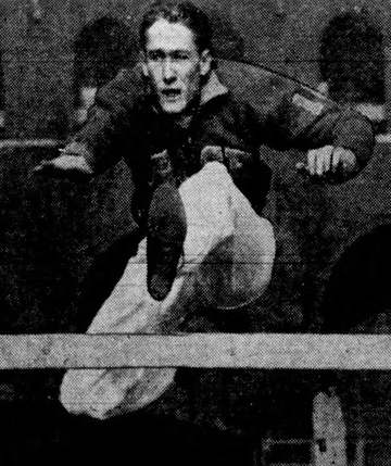 American hurdler Fred Wolcott (left) and sprinter Jesse Owens (right)