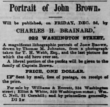 Advertisement for portrait of John Brown