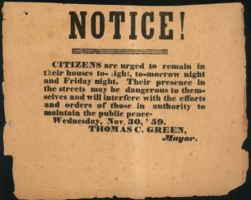 John Brown is to be hung and executed, December 2, 1859.