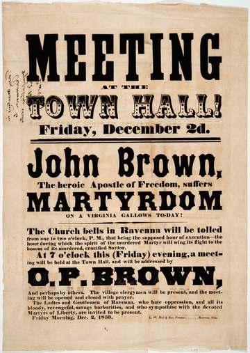 The trial and execution of John Brown was one of the events leading to the American Civil War. John Brown's execution in