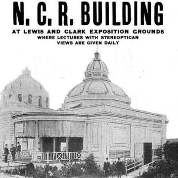The National Cash Register (NCR) Building at the 1905 Lewis and Clark Exposition in Portland, Oregon.