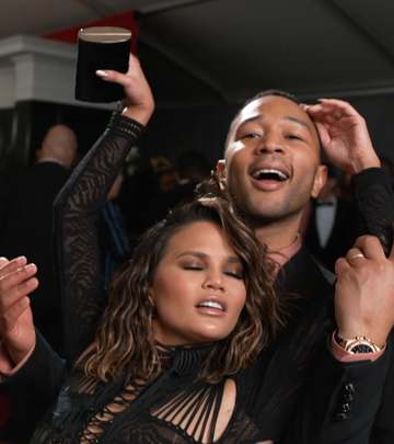 John Legend &amp; Chrissy Teigen at 2017 Grammy Awards Red Carpet