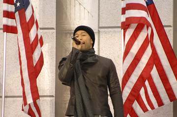 John Legend at the Lincoln Memorial on the National Mall in Washington, D.C., Jan. 18, 2009, during the inaugural openin