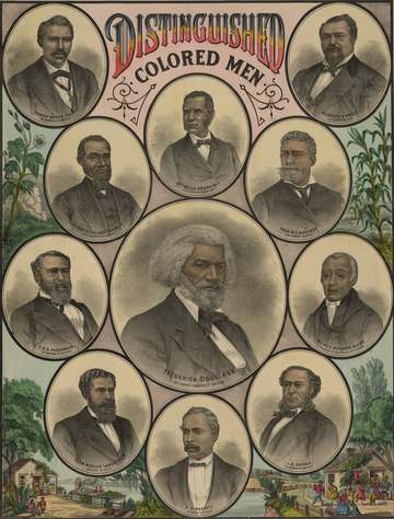 Title: Distinguished colored men Abstract: Print shows head-and-shoulders portraits of Frederick Douglass, Robert Brown