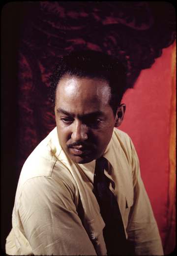 Kodachrome photograph of Langston Hughes by Carl Van Vechten taken on 1942 June 11