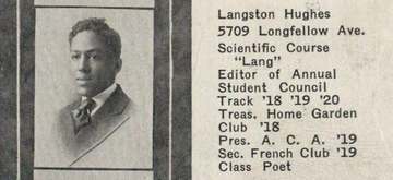 Langston Hughes in the Central High School yearbook