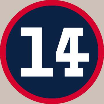 Player: Larry Doby. A recreation of how it looks at Progressive Field, in which the background is beige on a blue circle