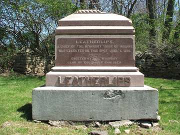 Leatherlips gravestone at 40.140081, -83.118450.