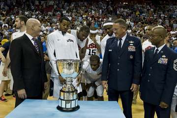 U.S. Air Force Maj. Gen. Bill Hyatt, U.S. Air Force Warfare Center commander, and Chief Master Sgt. Robert Ellis, U.S. A