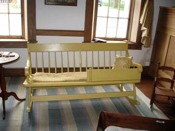 Levi Coffin Home bench - this allows for half to be used as a crib