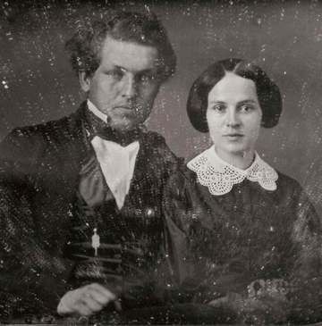 This photo of James A. Garfield and Lucretia Rudolph was taken around the time of their engagement. (Western Reserve His