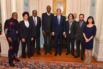 U.S. Secretary of State John Kerry poses for a photo with the recipients of the second U.S. Department of State-Medal of