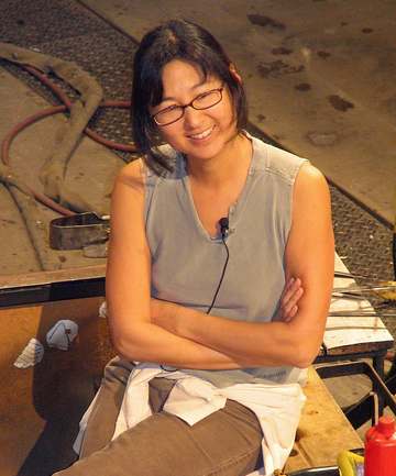 Maya Lin, architect and artist, brought her glass blowing team to the Museum of Glass. They are making water drops for a