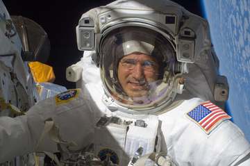 NASA astronaut Michael Good, STS-132 mission specialist, participates in the mission's third and final session of extrav