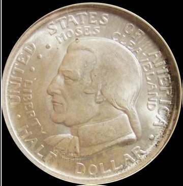 Obverse of an Cleveland Centennial half dollar