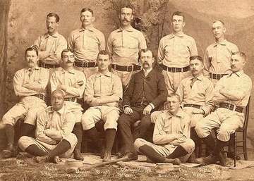 1888 Syracuse Stars baseball teamTop row, L-R: Moses Fleetwood Walker, Ed Dundon, Mox McQuery, Bones Ely, Bill HigginsMi