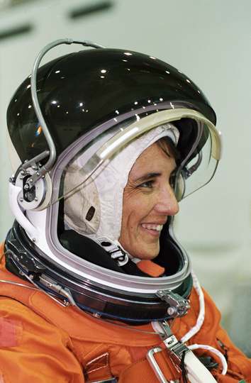 Astronaut Nancy J. Currie, STS-109 mission specialist, attired in a training version of the shuttle launch and entry gar