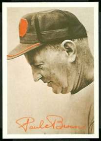 1969 Tresler Comet card of Paul Brown with the Cincinnati Bengals