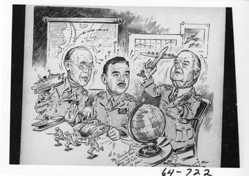 This is a photograph of a political cartoon by Jim Berryman for the Washington Evening Star. Robert Taft, Thomas Dewey, 