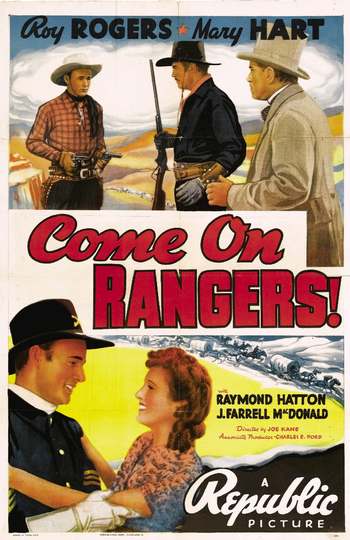 Poster for the American western film Come On, Rangers (1938). There are no copyright marks. At bottom is Country of orig