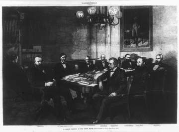 Title: A cabinet meeting at the White House- Pres. Hayes, John Sherman [Secy. of the Treasury], R.W. Thompson [Secy. of 