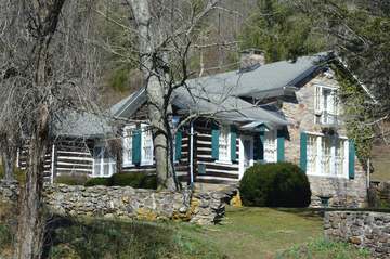 Roadside view of the house at Ripshin Farm, located on Laurel Creek Road east of Troutdale in Grayson County, Virginia, 