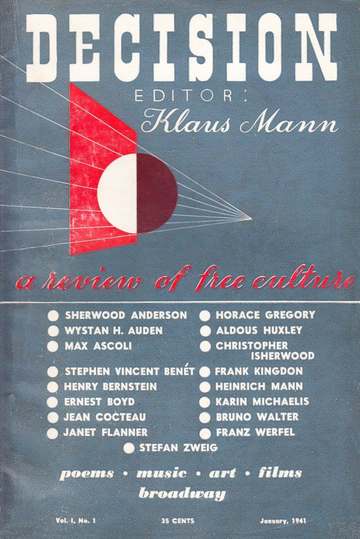 Cover page of Decision: A Review of Free Culture, vol. 1, no. 1 (January 1941), an antifascist journal edited by Klaus M