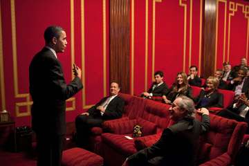 President Barack Obama delivers remarks before a screening of the HBO ten-part World War II miniseries "The Pacific" in