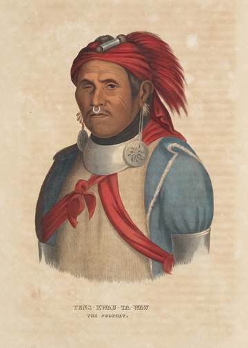 Title: Tens-Kwau-Ta-Waw, The Prophet. Creator: Unknown Date: 1842 Part Of: http://digitalcollections.smu.edu/cdm/search/