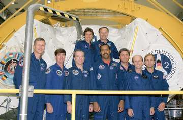STS-55 Spacelab D-2 (SL D-2) Crew Members at KSC and at JSC Training The seven prime flight crewmembers and two alternat