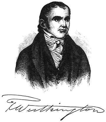 Image of a woodcut of Ohio Governor Thomas Worthington which appeared in PICTORIAL FIELD-BOOK OF THE WAR OF 1812 by BENS
