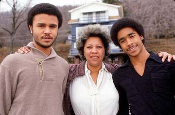 Title: Toni Morrison, author, with her sons Harold and Slade at their upstate New York home Creator(s): Gotfryd, Bernard