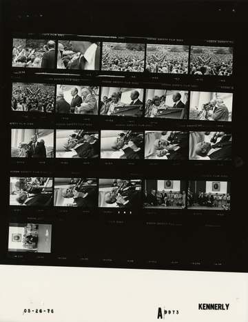 The photo contact sheet, identified as A9973 by the White House Photographic Office (WHPO), is housed at the Gerald R. F