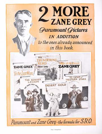 Zane Grey books to movies circa 1925