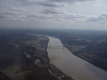 The Ohio River near Aberdeen, Ohio, above the buried-valley aquifer serving Adams County Regional