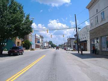 Looking east on Second Street (US 52) in Manchester, Ohio