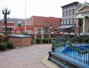 Public square in downtown Nelsonville, Ohio, served by the city's groundwater well system
