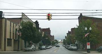 Downtown Barnesville, Ohio, looking east, served by the Barnesville reservoirs