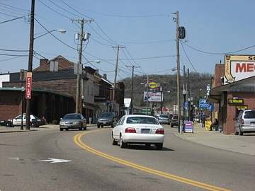 Downtown Bridgeport, Ohio, looking westward from the eastern end