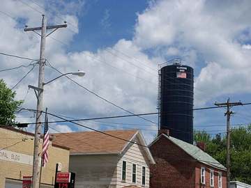 Water tower in Flushing, Ohio, which serves the Flushing Village water system