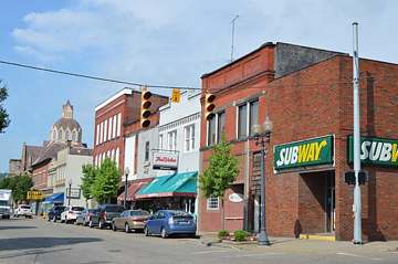 Fourth Street looking southwest from Hanover Street in Martins Ferry, Ohio