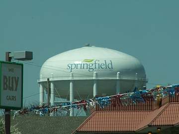 A water tower in Springfield, Ohio