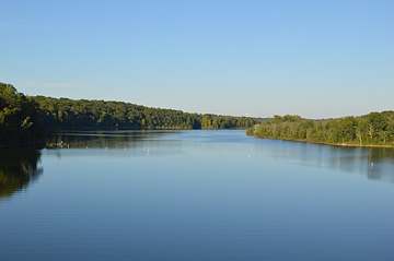 The spillway/dam at Caesar Creek Lake, source of Wilmington's water supply
