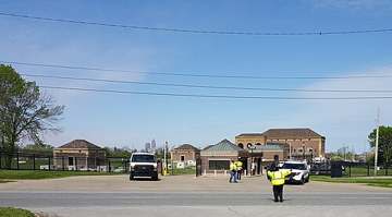 Main entrance to Cleveland's Baldwin Water Treatment Plant, which draws from Lake Erie