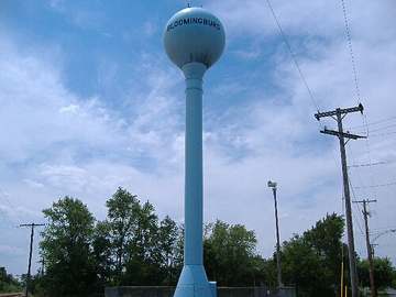 Water tower in Bloomingburg, Ohio, serving the village's groundwater well system