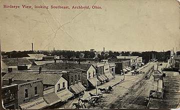 Birdseye view of Archbold, Ohio, looking southeast